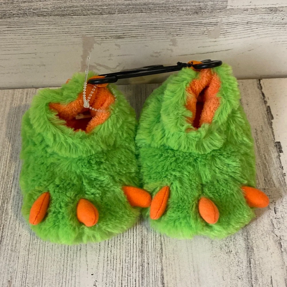 Baby Green Monster Slippers Size 3 NEW